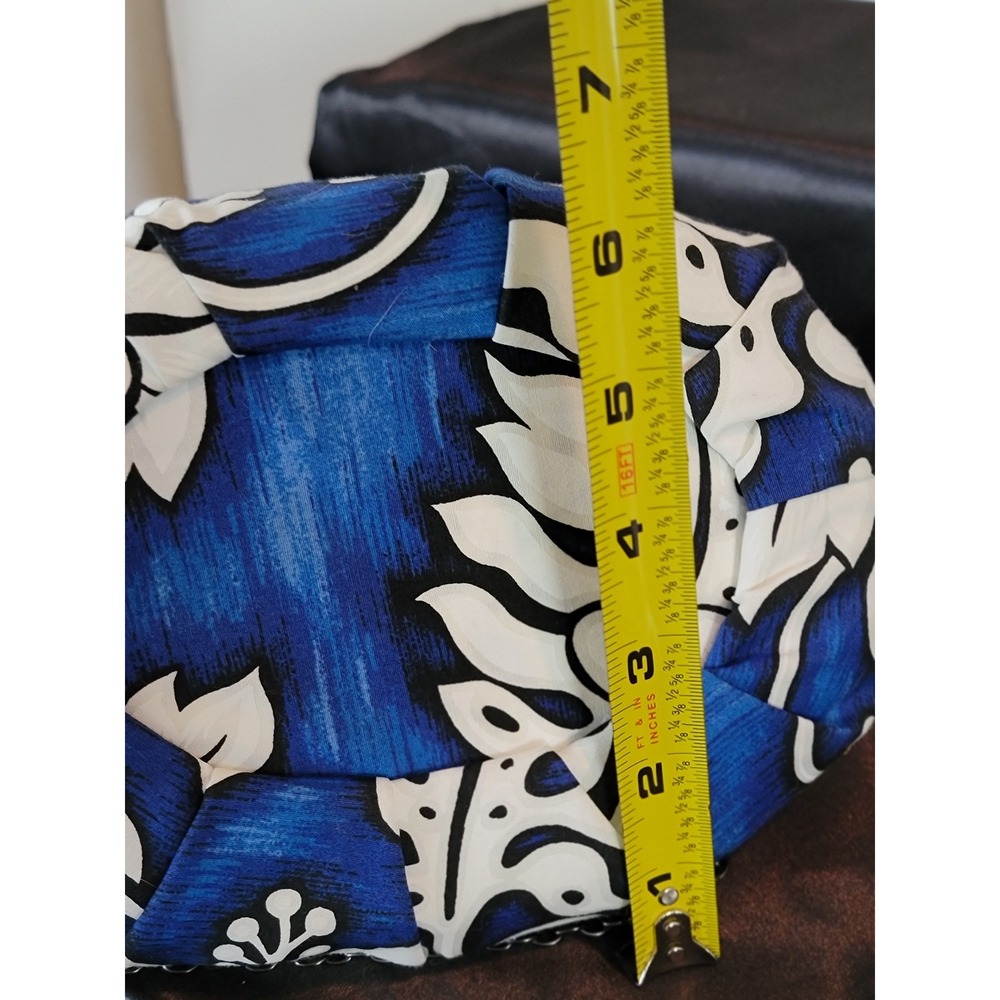 Tropical Blue Hibiscus Floral Kiss Lock Handbag Crossbody Chain Strap Bag - Picture 5 of 10